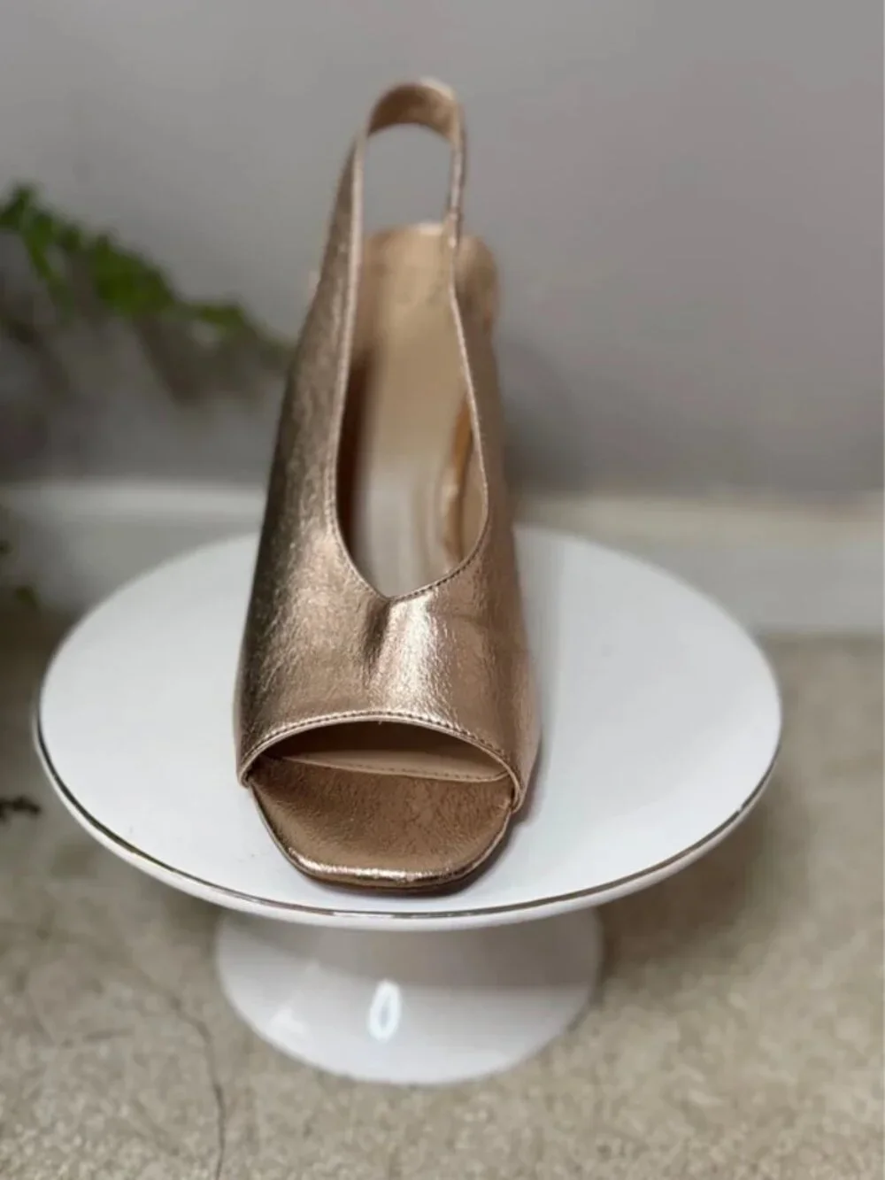 A New Day Metallic Rose Gold Peep-Toe Slingback Heels | Women’s Size 9 | Block H